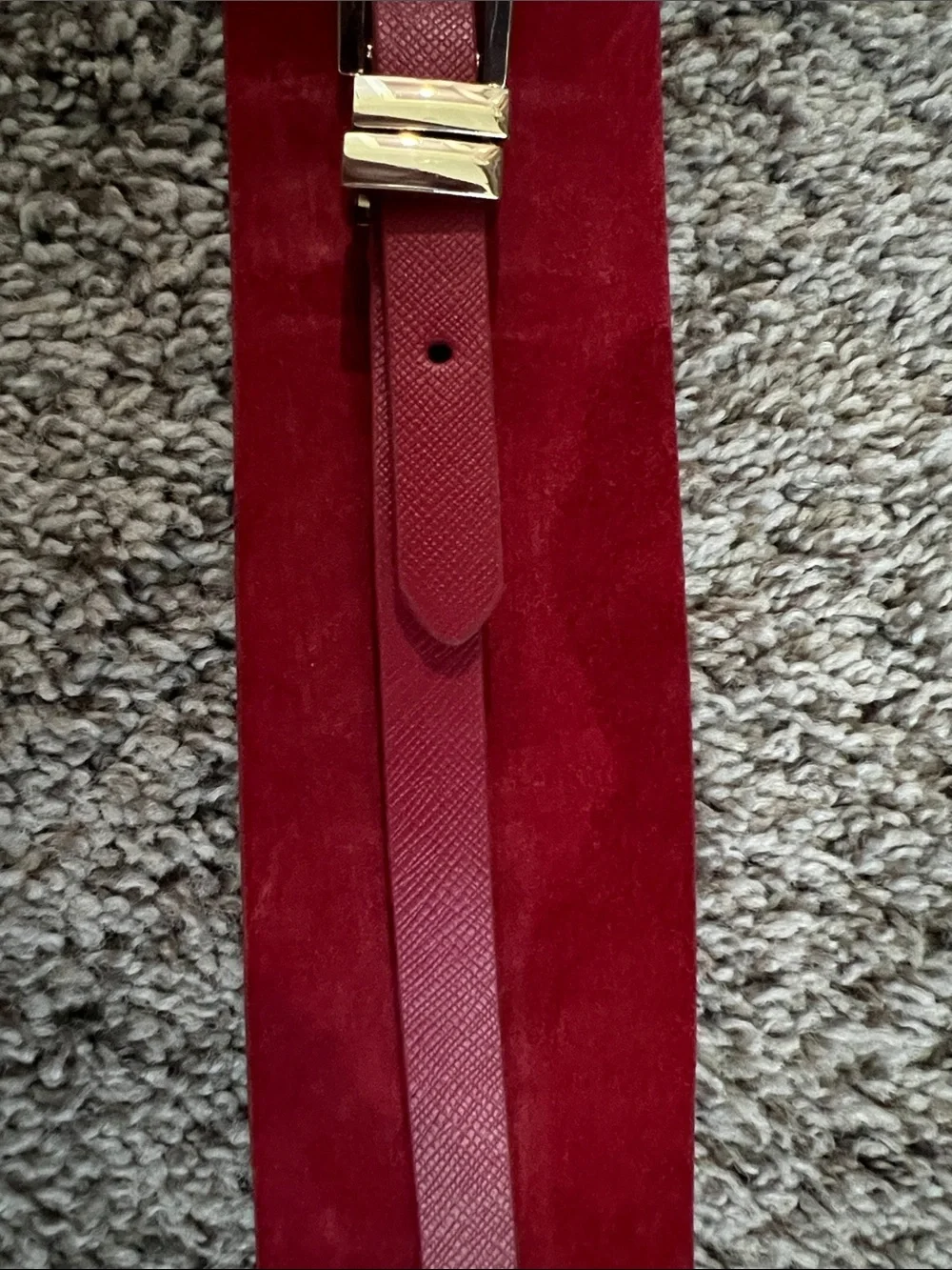 White House Black Market Red Suede Wide Waist Belt with Gold Buckle